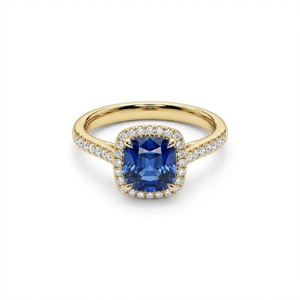 After AI retouching: sapphire ring