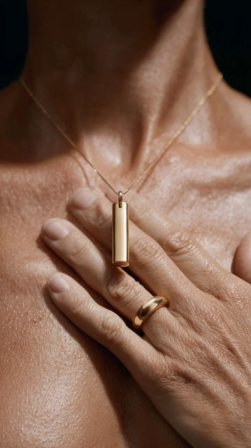 Necklace worn on model with natural body placement